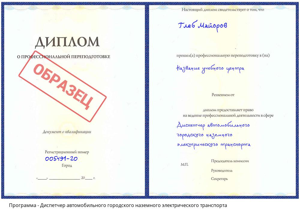 Диспетчер автомобильного городского наземного электрического транспорта Серпухов